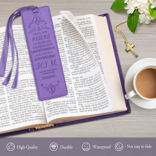 FINPAC Leather Bible Bookmarks, Bible Verse Book Markers - color: Violet