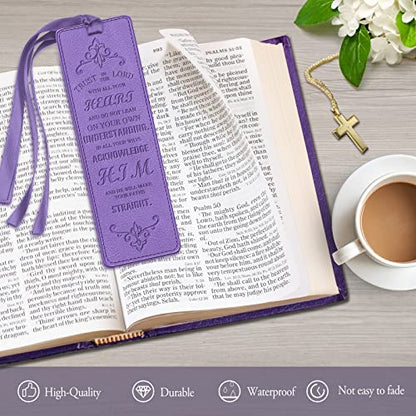FINPAC Leather Bible Bookmarks, Bible Verse Book Markers - color: Violet