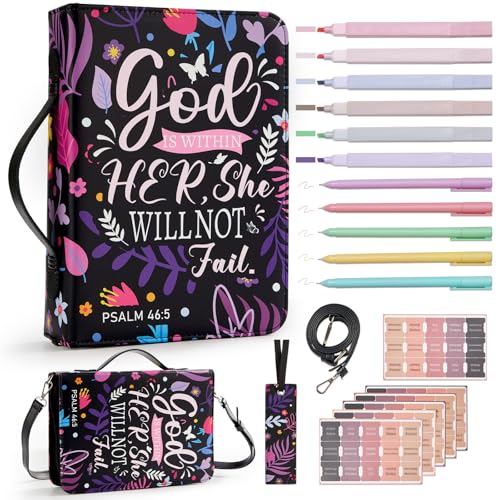 Justforjoyful Floral Purple Bible Cover Case Journaling Kit