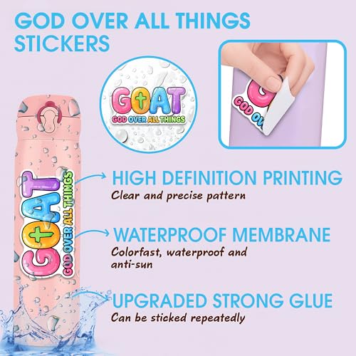 Goat God Over All Things Sticker 3Pcs Vinyl Waterproof Christian Bible Decor & Party Favors for Laptop, Water Bottle, Skateboard | Non-Repeating Decals, High-Definition Print - color: Goat