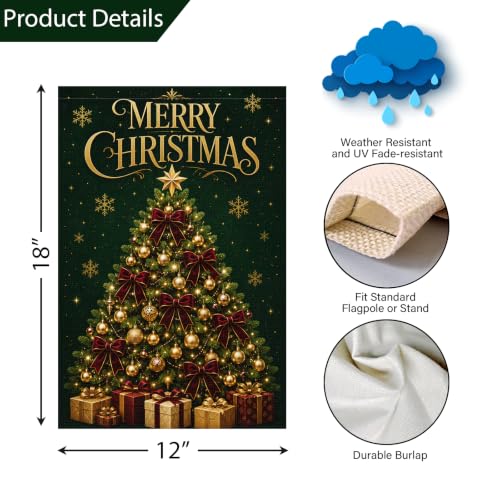 Louise Maelys Christmas Tree Garden Yard Flag 12x18 Inch Green - color: Multi-8