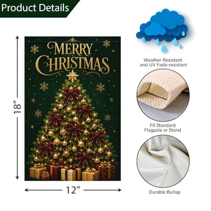Louise Maelys Christmas Tree Garden Yard Flag 12x18 Inch Green - color: Multi-8