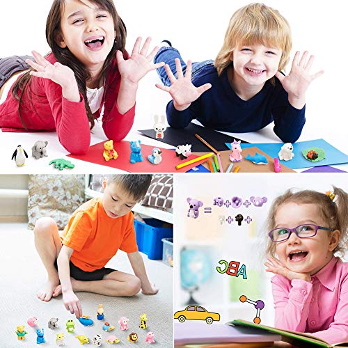 URSKYTOUS 46Pcs Animal Erasers Desk Pets for Kids,Classroom Prizes - style: 46Pcs