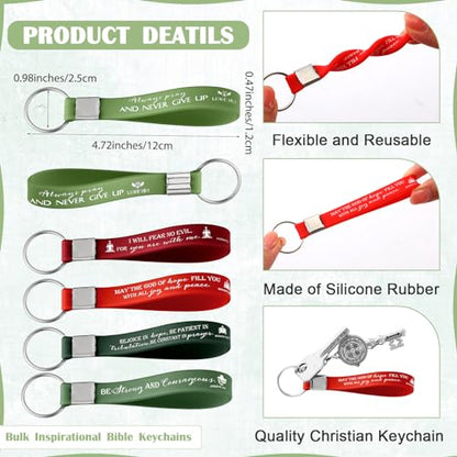 100 Pcs Christian Keychain Gift Bulk Religious Keyring - color: Joyous Color