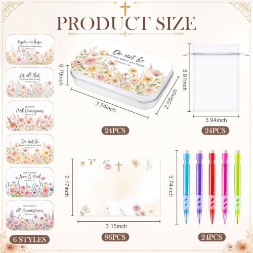 24 Sets Prayer Box Bulk Gift with Cards and Pencils, Wildflower - style: Wildflower