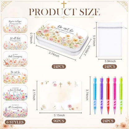 24 Sets Prayer Box Bulk Gift with Cards and Pencils, Wildflower - style: Wildflower