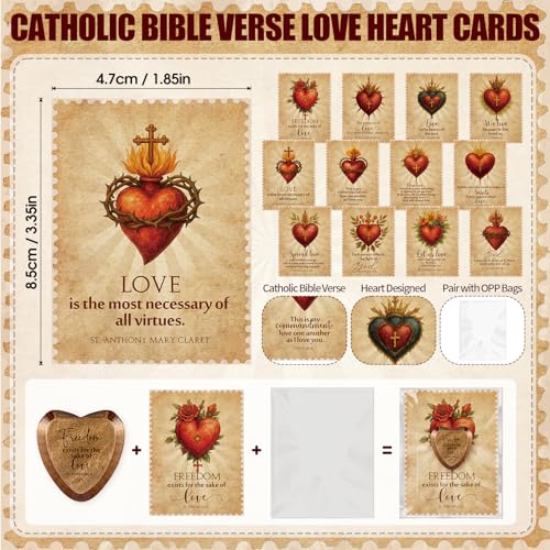 Gerrii 60 Set Christian Token Gift Jesus Love Heart Pocket Hugs, Dark Brown - color: Dark Brown