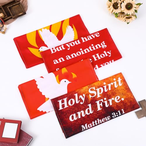 Hosuly 4 Pcs 4th of July Church Banners Independence Day Christian Banners - size: 2 x 6 ft, style: Pentecost