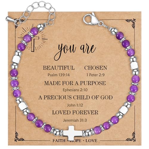 VIBILIA Cross Beaded Bracelets for Women, Birthday Gifts - color: E 3. Cross - Purple