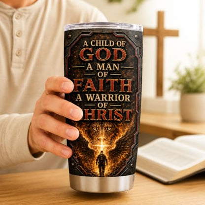 Personalized Christian Gifts For Men - Bible Faith Man Of God Warrior Christ Tumbler V10 - A Child Of God Religious For Dad, Husband, Grandpa on Fathers Day, Christmas, Birthday - color: CH-VAR-10