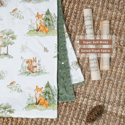 Fleece Baby Blankets for Girls & Boys, Infant Toddler Blanket - color: Sage Green Jungle Animals