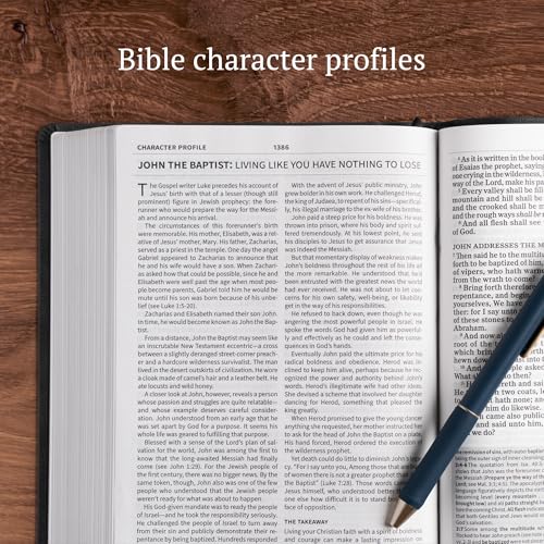KJV Everyday Study Bible, Black LeatherTouch, KJV Holy Bible, Black Letter, Pure Cambridge Text, Study Notes and Commentary, Illustrations, Articles, Charts, Easy-to-Carry, Easy-to-Read Bible MCM Type