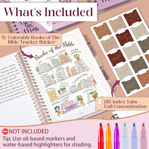 XKDOUS Hardcover Spiral Notebook, Bible Journal for Women, Bible Notebook - color: Purple