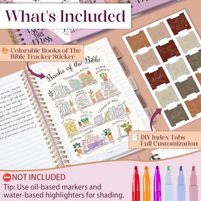 XKDOUS Hardcover Spiral Notebook, Bible Journal for Women, Bible Notebook - color: Purple