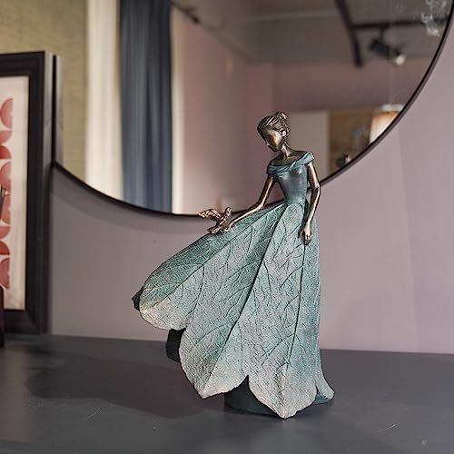 Guichifun Fairy Statue Leaf Angel Girls Gardening Gifts for Women - color: Green-bird, size: Small