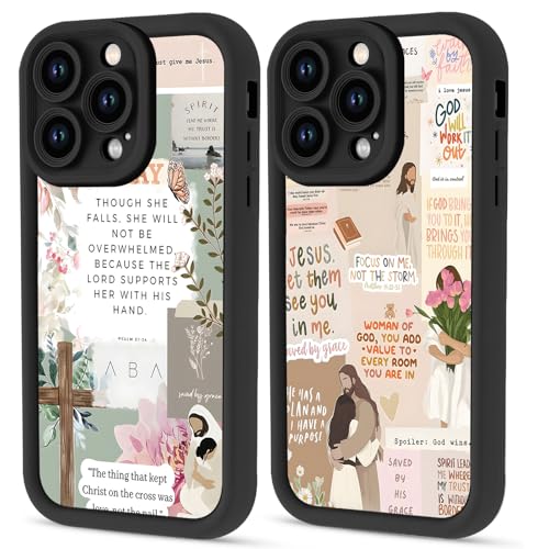 2 Pack Stylish Jesus Christian Collage Phone Cases for iPhone 11 Case Flower Designed Shockproof Soft Protective for Women Men Cover Funda for iPhone 11 6.1 Inch - color: Black, size: for iPhone 11