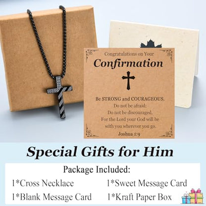 Teen Boys Cross Necklaces for Baptism, First Communion, Confirmation Gifts Catholic Christian Jewelry Easter Stocking Stuffers - style: Confirmation Gfts for Boys