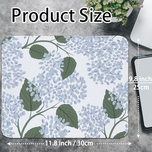 UTELKA Blue Flroal Mouse Pad, Hydrangea Mousepad Aesthetic 10x8 - color: Light Blue Hydrangea, size: 10.2L x 8.2W inches
