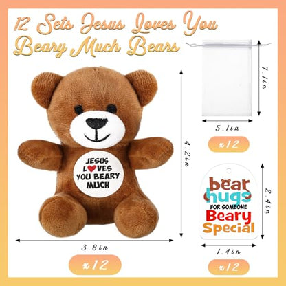 Silipull 18 Pcs Jesus Loves You Beary Much Stuffed Bears Plush Teddy Gifts - style: Jesus Loves You Beary Much