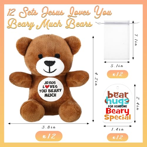 Silipull 18 Pcs Jesus Loves You Beary Much Stuffed Bears Plush Teddy Gifts - style: Jesus Loves You Beary Much