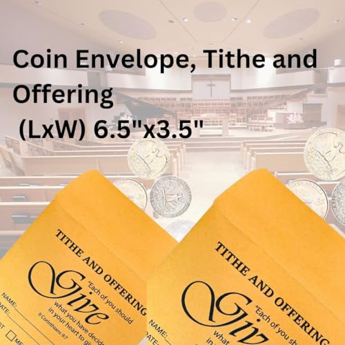 Coin Envelope, Tithe and Offering Envelopes for Church | 3.5" x 6.5" (Package of 100)
