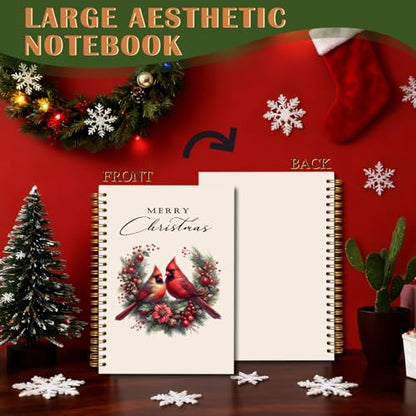 Exqcom Christmas Red Cardinal Spiral Notebook Gifts, Winter Red Holly Berries Botanical Bird Holiday Journal for Women, Merry Christmas Hardcover Notebook Journal Office School Supplies, 5.5x8.3 Inch - color: white Bible Notebook-H