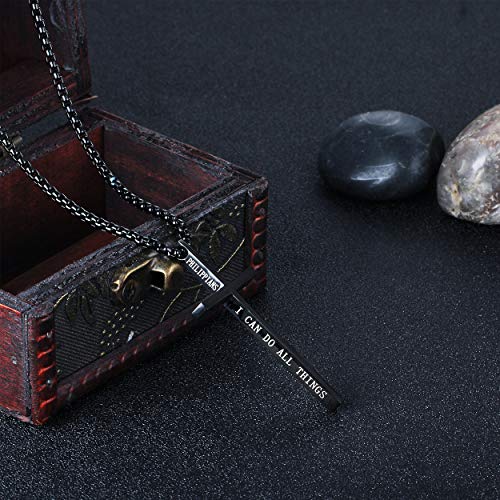 Stainless Steel Cross Pendant Necklaces for Men Women 24 Inch Chain - color: Black