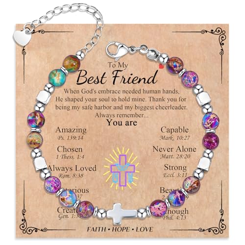 Cross Bracelet for Women Girls, Christian Gifts for Daughter Granddaughter Sister In Christ Friend Niece, Baptism Confirmation First Communion Gifts for Girls - color: Friend