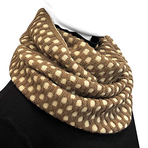 Wrapables Thick Knitted Winter Warm Infinity Scarf - color: Brown/Cream