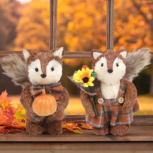 winemana 2 Pack Fox Fall Decorations for Home, Thanksgiving Table Decor - style: style 2