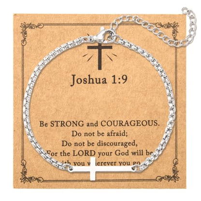 Cross Bracelet for Men with Inspirational Card - color: Silvery