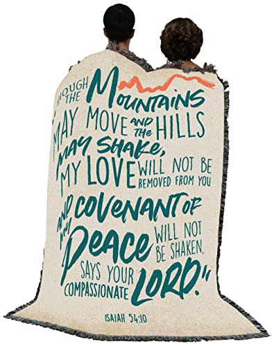 Pure Country Weavers Covenant of Peace Blanket - Scriptures - Isaiah 54:10 - Religious Gift Tapestry Throw Woven from Cotton - Made in the USA (72x54) - color: Isaiah 54:10, size: 72" x 54"
