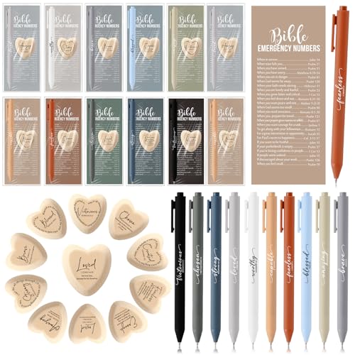 Gersoniel 30 Set Christian Gift for Women Prayer Cards Pens,Neutral Color - color: Neutral Color