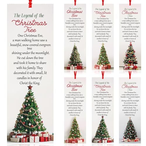 Dispowreath 60 Pcs The Legend of The Christmas Tree Bookmarks Religious Xmas Tree Bookmarks Church Exchange Gifts for Christmas Men & Women Sunday School Church Prizes Party Favors - style: Christmas Tree
