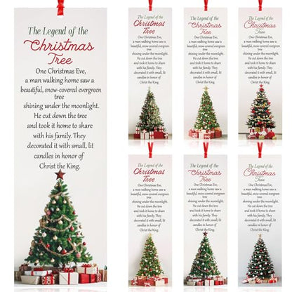 Dispowreath 60 Pcs The Legend of The Christmas Tree Bookmarks Religious Xmas Tree Bookmarks Church Exchange Gifts for Christmas Men & Women Sunday School Church Prizes Party Favors - style: Christmas Tree