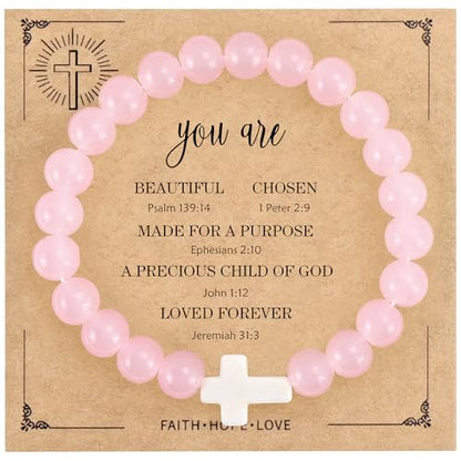 VIBILIA Cross Beaded Bracelets for Women, Birthday Gifts - color: I 3. Cross - Rose