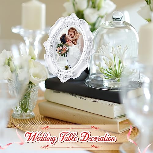 Maitys 25 Pcs Tiny Vintage Picture Frames with Stands Ornate,White - color: White