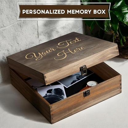 Personalized Wooden Keepsake Box, Custom Engraved Memory Box with Lid - style: 1. Your Text Here