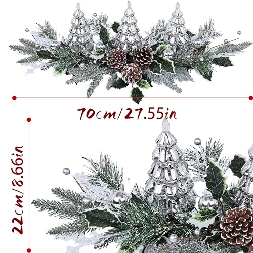 Silver Christmas Tree & Pine Cone Table Centerpiece with LED Lights - color: Silver Tree