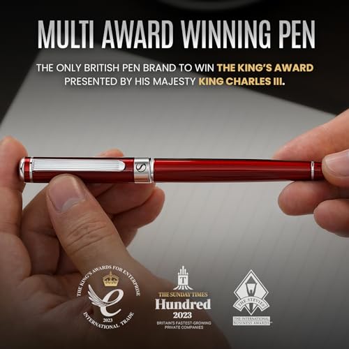 Scriveiner Deep Crimson Red Rollerball - Stunning Red Lacquer Luxury Pen with Chrome Finish, Schmidt Ink Refills, Roller Ball Pen Gift Set for Men & Women, Professional, Executive, Office, Nice Pens - color: 14. Crimson Red with Chrome
