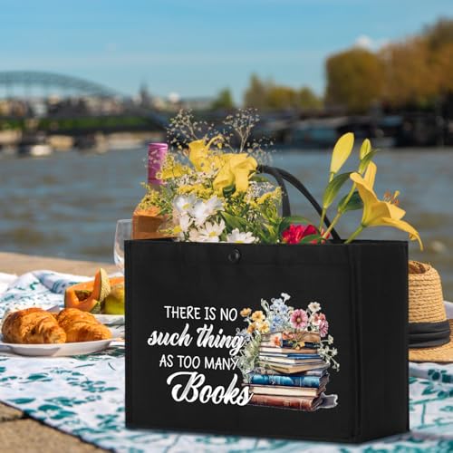 Book Tote Bag Christmas Librarian Bookish Gifts for Women Readers Book Lover - color: Black