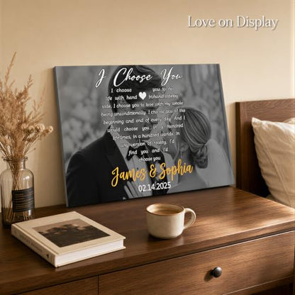 Ipplee Custom Canvas Print with Your Photo, I Choose You for Couple - color: Design 02
