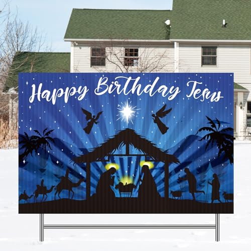 Kigeli 24 Inch Christmas Nativity Yard Sign with Stakes