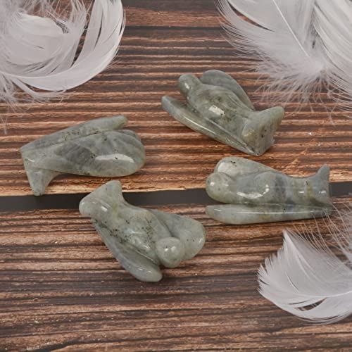 Justinstones Carved Labradorite Gemstone Peace Angel Pocket Guardian AngelHealing Statue 2 inch - color: Labradorite