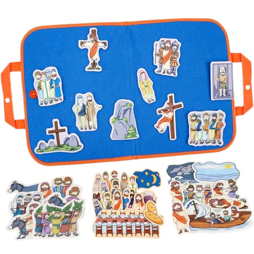 CHEFAN Resurrection Felt Board Bible Stories, 4 Story Sets for Kids - color: The Last Supper & Other 3 Bible Stories Set