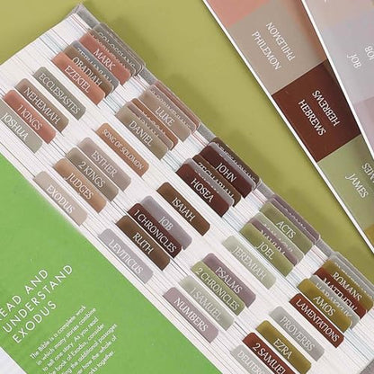 Laminated Bible Tabs, Reposition Large Print Stickers, Easy to Read and Apply Bible Tabs for Women and Man (Earth Tone) - color: Earth Tone