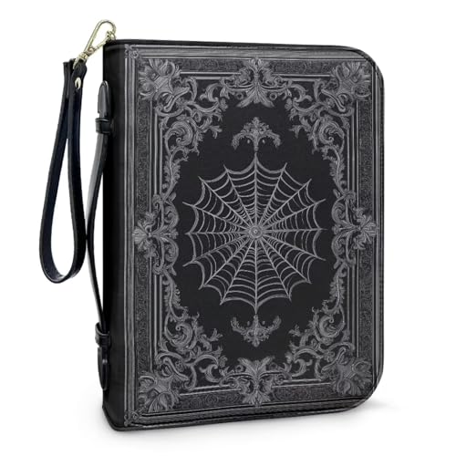 Bible Case for Women Men Large Size Bible Cover Case Book Sleeve Scripture Study Bible Carrier Bag,Size L-2XL - color: Black Spider Web, size: Large