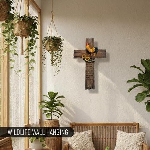 Pine Ridge Chicken Cross - Wall Hanging Cross, Hanging Home, Spiritual Decor For Wall, Wildlife Decorations For Home Cabin, Chicken Decor