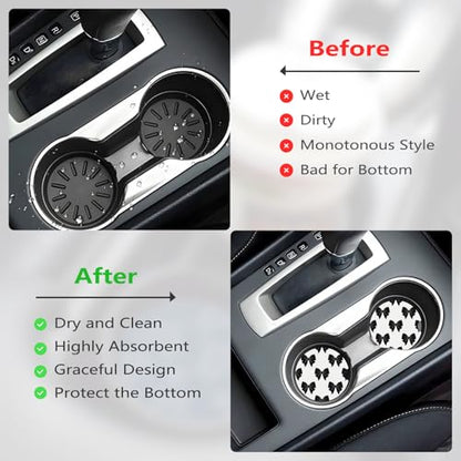 Ceramic Car Cup Coasters 2PCS - Black Bow - color: Black Bow
