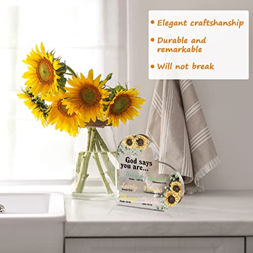 Chunful Christian Gift Women Heart Paperweight Scripture Decor, Sunflower - style: Sunflower